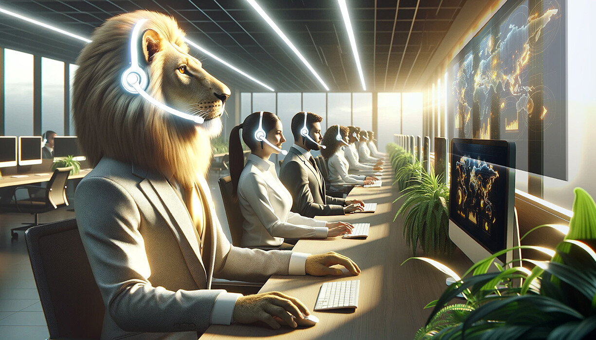 LinkThat CORE Contact Center brown lion visual