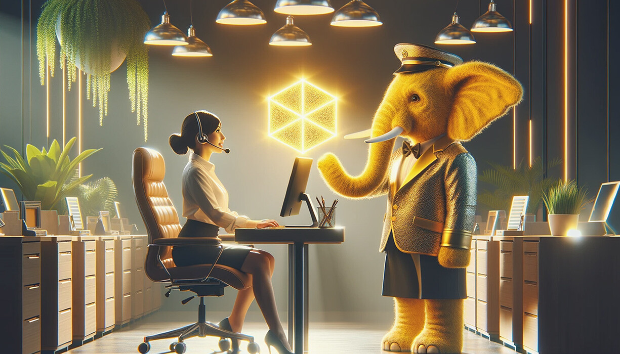LinkThat CUBE CTI yellow elephant visual
